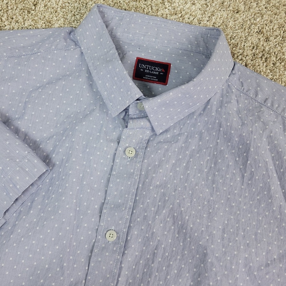 Untuckit Mens 2XL Blue AOP Geometric Button Up Short Sleeve